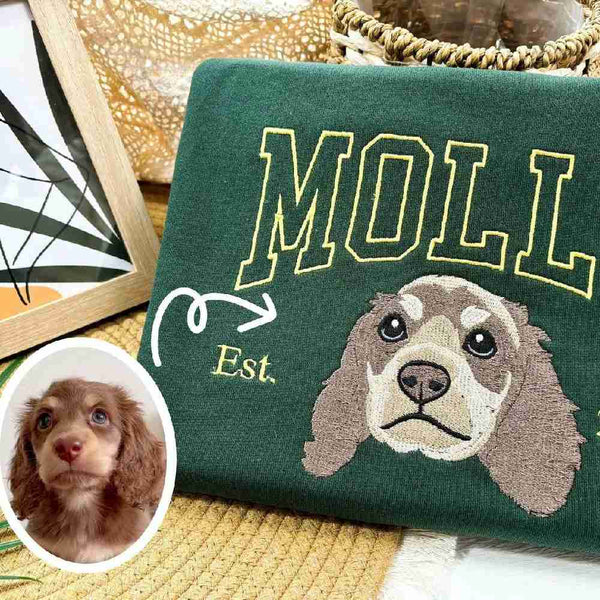 Personalized Embroidered Pet Face and Name Est Sweatshirt